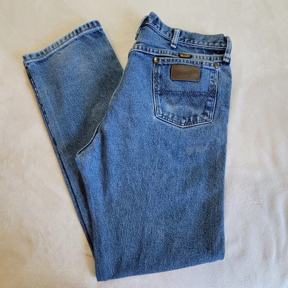Wrangler George Strait Collection Jeans Mens 35x34 Blue Straight Leg Denim